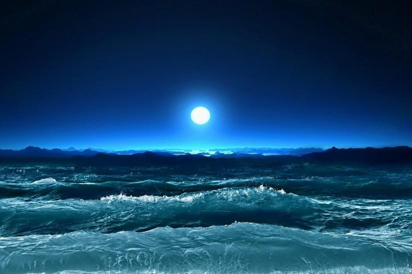 Preview wallpaper storm, waves, sea, moon, night, art 1920x1080