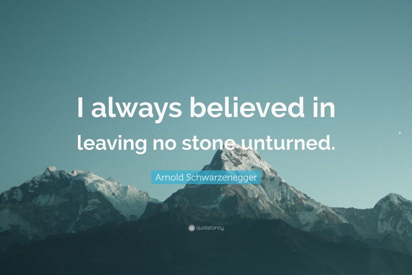 Arnold Schwarzenegger Quote: “I always believed in leaving no stone unturned.  ”
