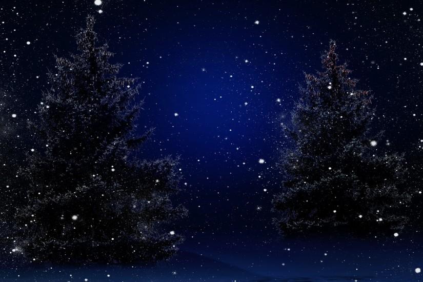 Starry Snowy Winter Night Christmas Trees