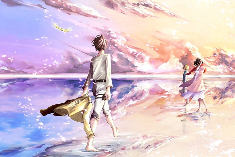 Shingeki no Kyojin Â» Fanart Â» Wallpaper | Pastel cloudy skies | #eren #armin