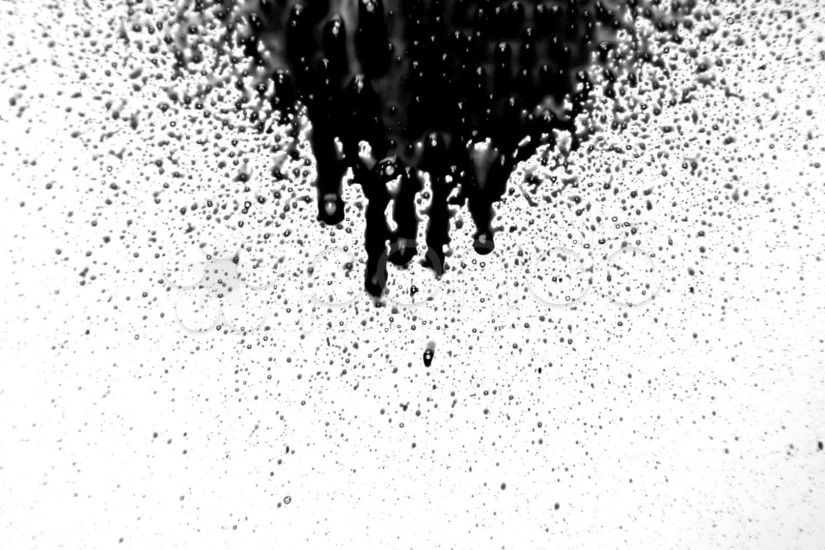 Ink Drops Running (Black On White) ~ Hi Res Video #9903116