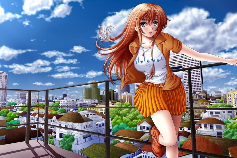 art, manga anime wallpaper, girl, city, sky, coulds, anime cute ...