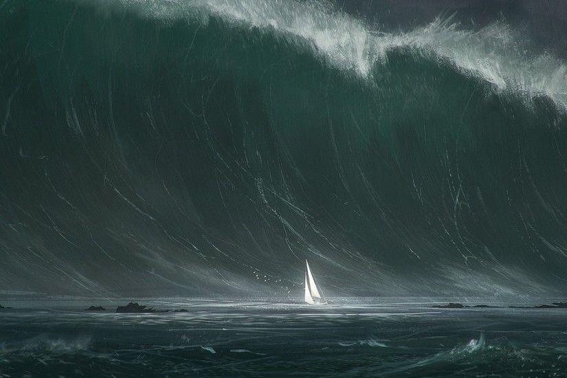 #waves, #sailboats, #water, #Tsunami, wallpaper