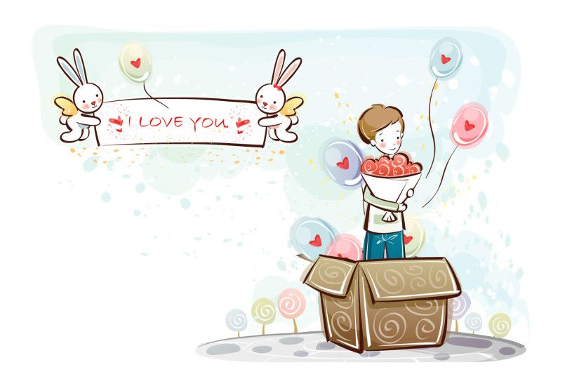 Cute Cartoon Love Couple Wallpaper | Wallpaper Download