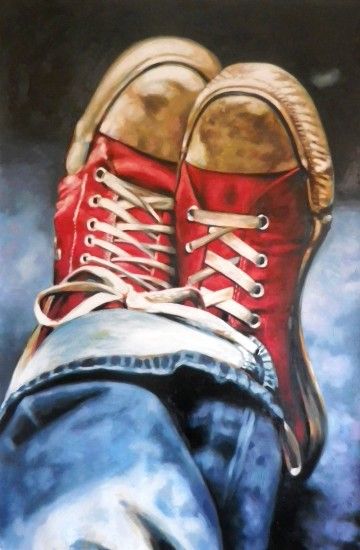 Beauty Art Artist Thomas Saliot Oil shoe Painting Red converse allstar  wallpaper | 1920x2935 | 820765 | WallpaperUP