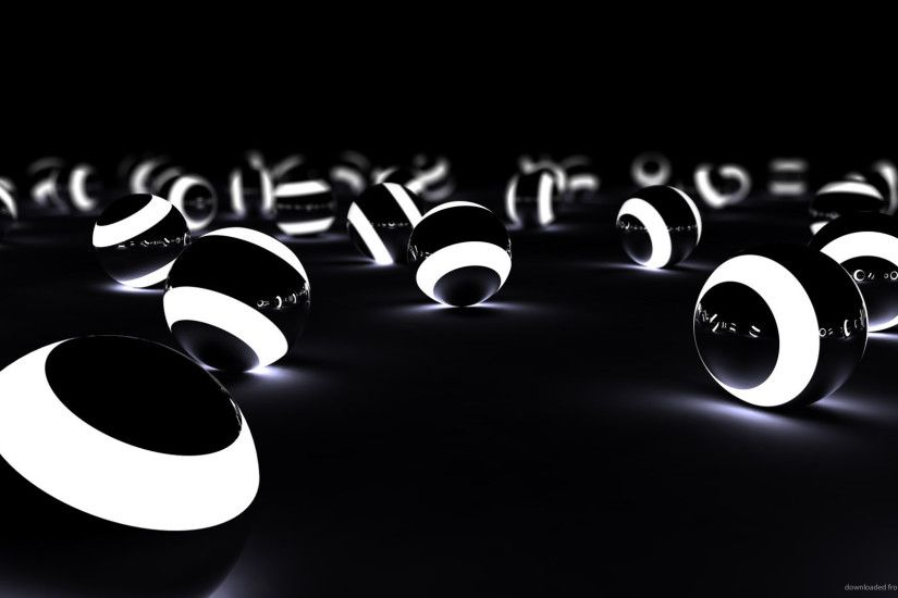 Glowing 3D spheres in the dark picture