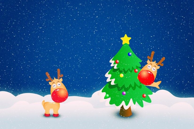 2880x1800 wallpaper christmas trees white winter backgrounds snow cartoon -  Cute Christmas Reindeer Wallpaper
