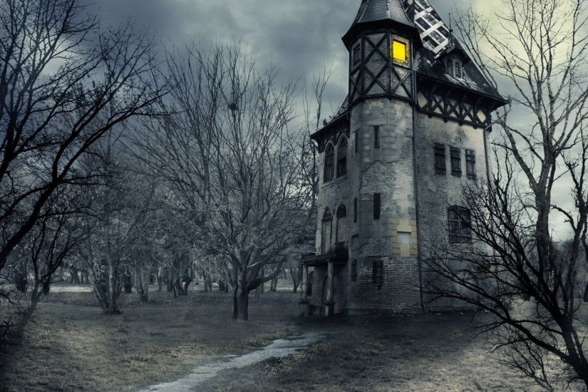 haunted house halloween castle creepy scary trees full moon sky clouds  night haunted house halloween castle