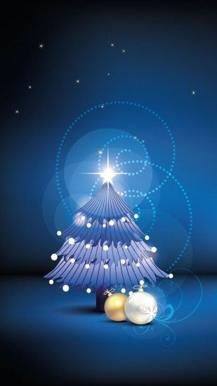 Night Christmas tree iPhone 6 plus wallpaper - stars