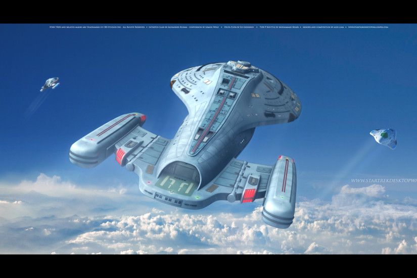 Star Trek Intrepid Class Starship USS Voyager Above The Clouds - free Star  Trek computer