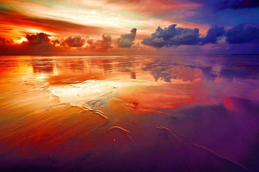 beautiful rainbow colored landscapes: prism painted beach & sky (coloring  over otherworldly depressions)