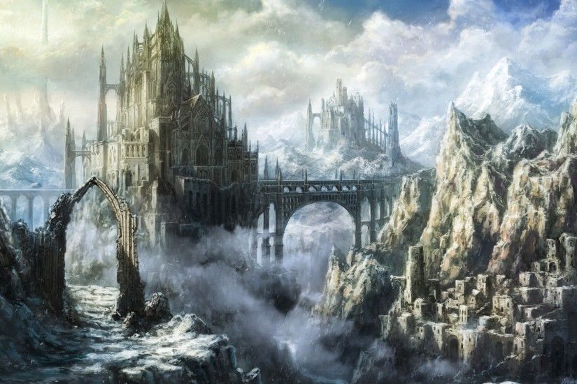 fantasy castle fortress HD backgrounds - desktop wallpapers