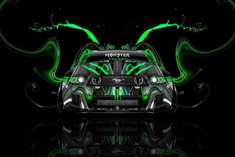 1920x1080 tony kokhan monster energy logo ford mustang gt muscle car front  green aerography tuning acid