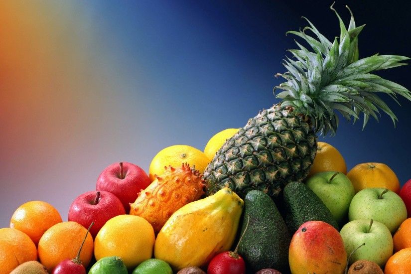 3840x2160 Wallpaper fruit, exotic, pineapple, apple, avocado, kiwi