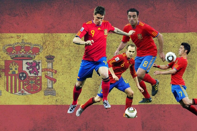 Spain Soccer Team And Flag 2560x1440 wallpaper