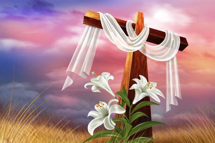 Cross and lilies wallpaper #1046