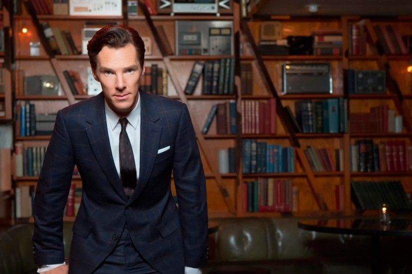 Preview wallpaper benedict cumberbatch, actor, celebrity, library 1920x1080