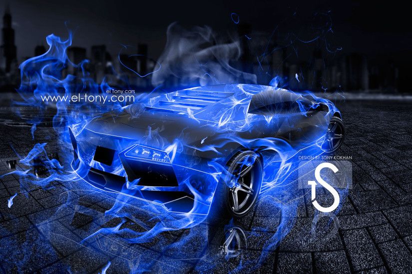 Lamborghini Fire Blue HD Desktop Wallpaper, Background Image