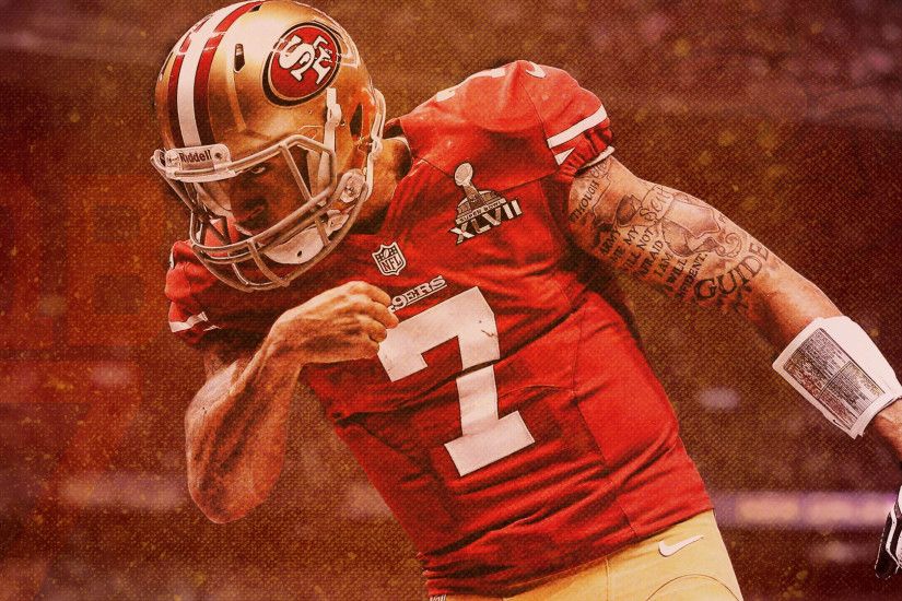 Hey /r/49ers! I made you guys a Colin Kaepernick wallpaper. I hope you guys  enjoy! Best of luck this season from a Pats fan!