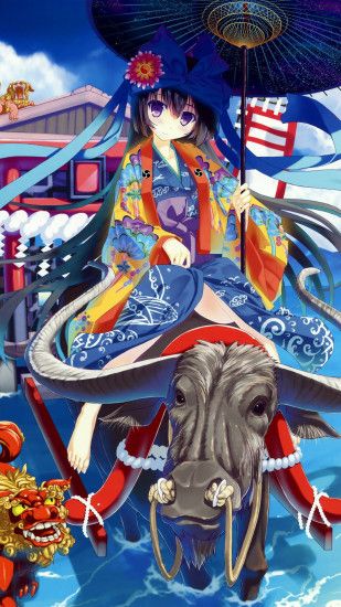 ... Geisha riding a bull Anime mobile wallpaper