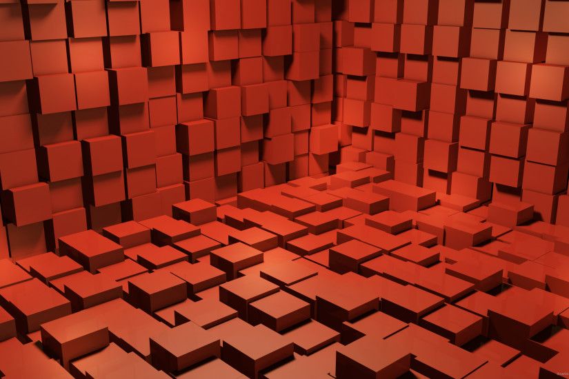 Red 3D Cubes Wallpaper Background for 2560x1440