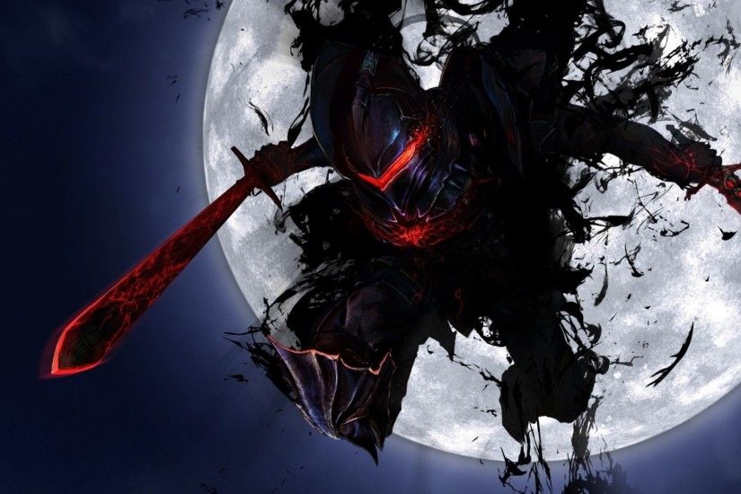 night helmet armour black sword moon warrior swords shadow red