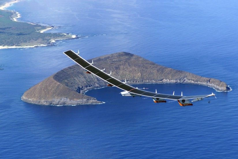 nasa pathfinder drone aircraft solar panels island mountain sea wallpaper