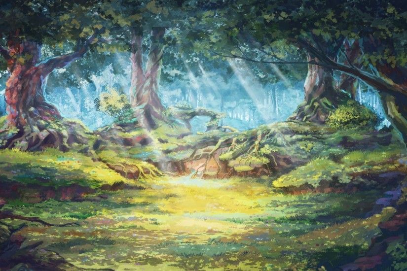 sunlight trees painting forest artwork sun rays jungle stream forest  clearing swamp roots Everlasting Summer wetland