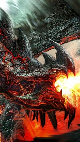 Preview wallpaper dragon, fire-breathing, flame, art 1080x1920