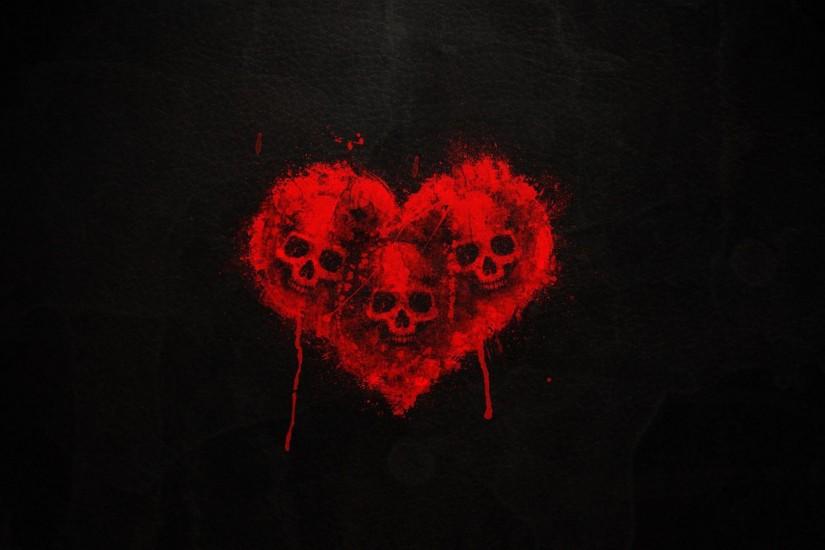 Artistic - Heart Artistic Skull Painting Red Wallpaper