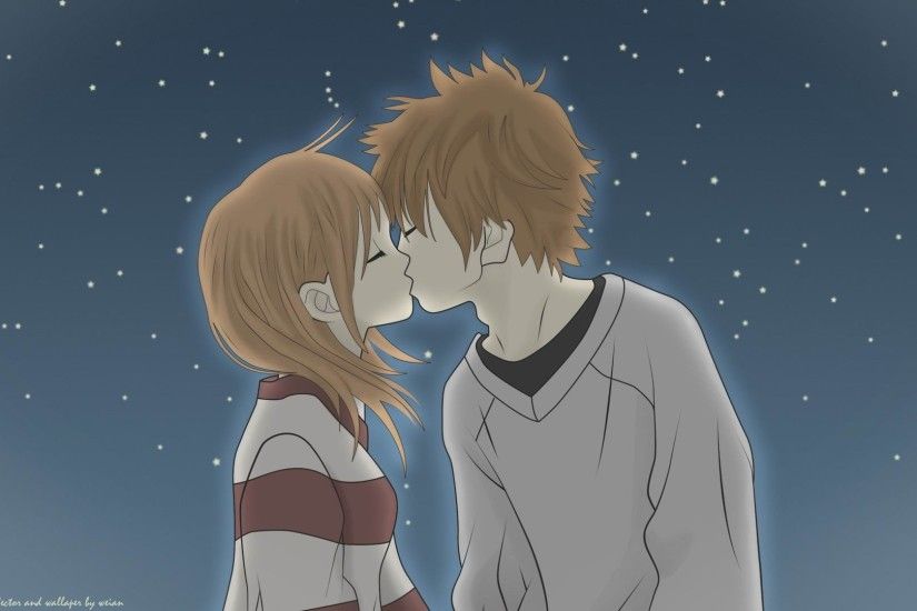 Anime Love Kissing Wallpaper HD