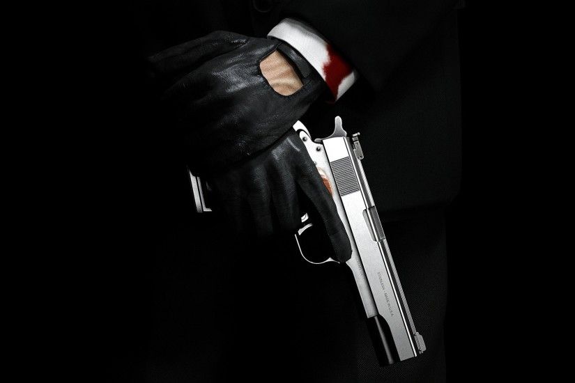 Abstract Agent 47 Black Background Colt 1911 Dark Games Guns Hitman