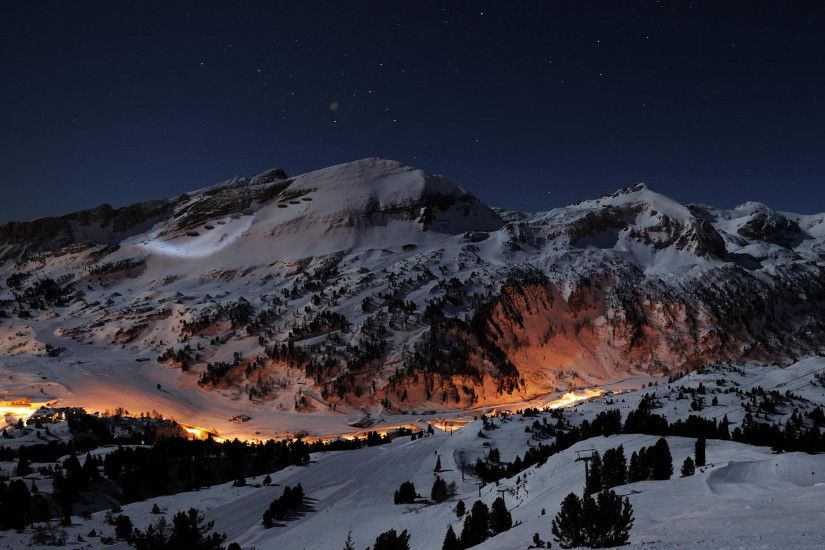 Snow Mountain Night Pictures HD Wallpapers