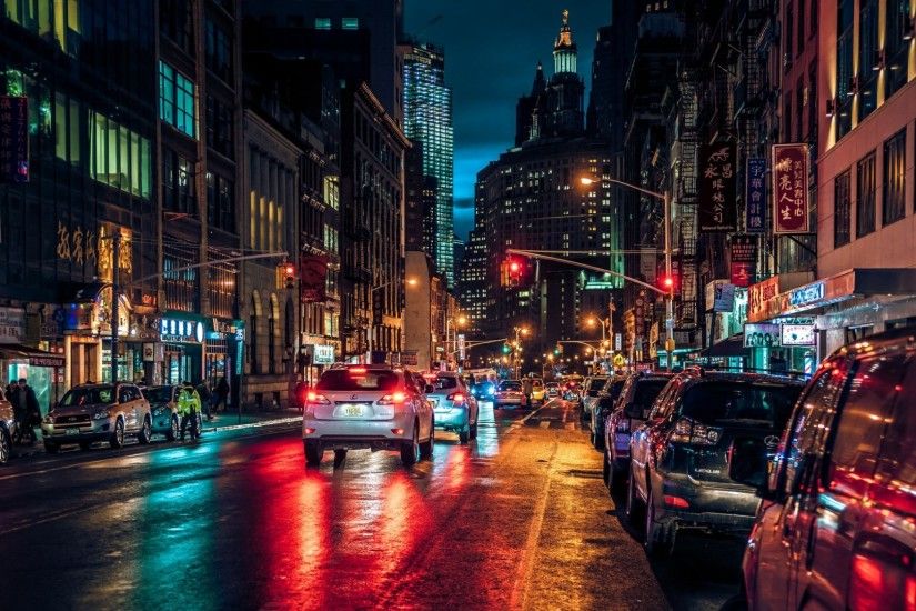 Chinatown New York City by night wallpaper