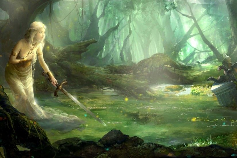 art xiangxiang lu a song of ice and fire girl sword dragons forest water