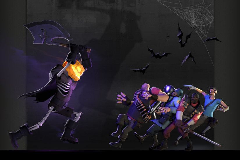 Heavy tf2 halloween scout tf2 demoman tf2 team fortress 2 jack o lantern  bats spider webs