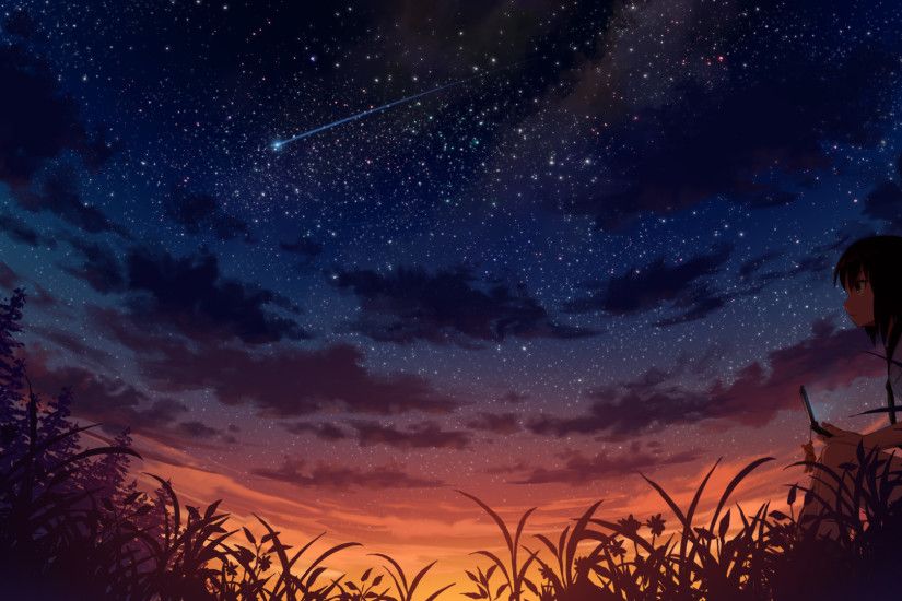 42274_anime_scenery_starry_sky.jpg (1920Ã1080) | cb | Pinterest | Sky hd,  Anime scenery and Wallpaper