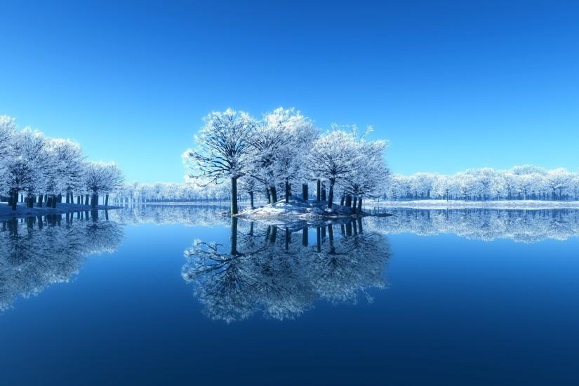 Nature Winter Tree in Lake HD Desktop Wallpapers.