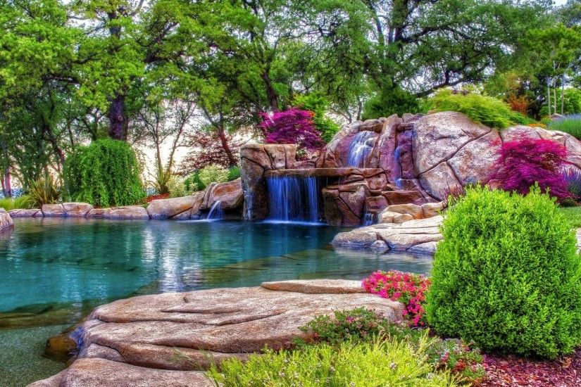 Other - Beautiful Place Colorful Relax Stream Pool Branches Park Calm Rocks  Quiet Flowers Nice Summer