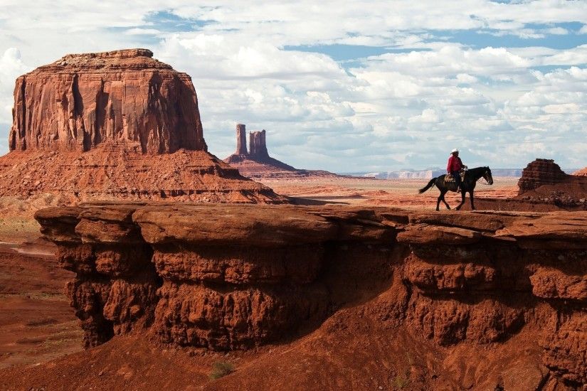 Preview wallpaper canyon, desert, horseback rider, wild west, cowboy  1920x1080