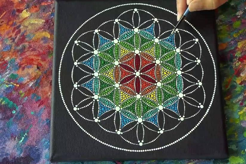 Flower of Life Sacred Geometry Dotillism Painting by Elspeth McLean -  YouTube
