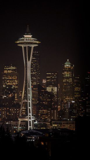 Seattle Night Light City Skyline Android Wallpaper ...