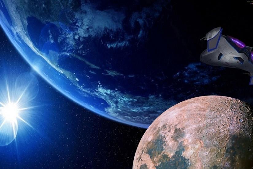 Sci Fi - Spaceship Ship Planet Moon Science Wallpaper