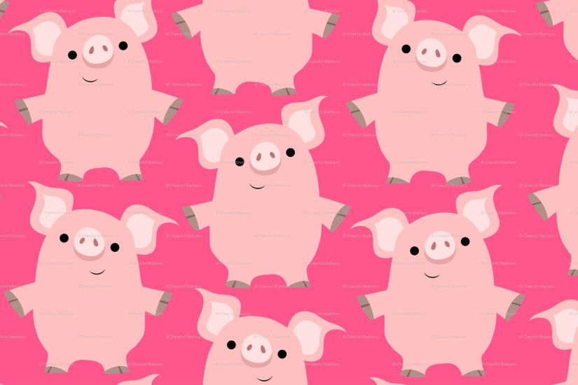 Cute Friendly Cartoon Pigs by Cheerful Madness!! wallpaper -  cheerfulmadness_cartoons - Spoonflower