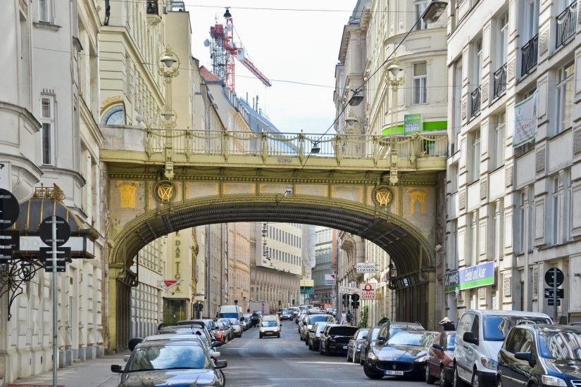 Arch over the street in the city of Vienna, Austria