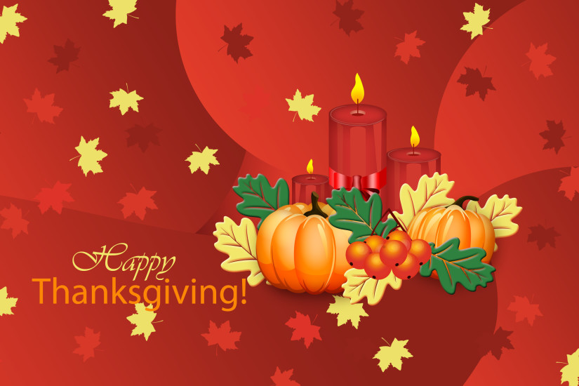 Pumpkins and candles on Thanksgiving wallpaper 3840x2160 jpg