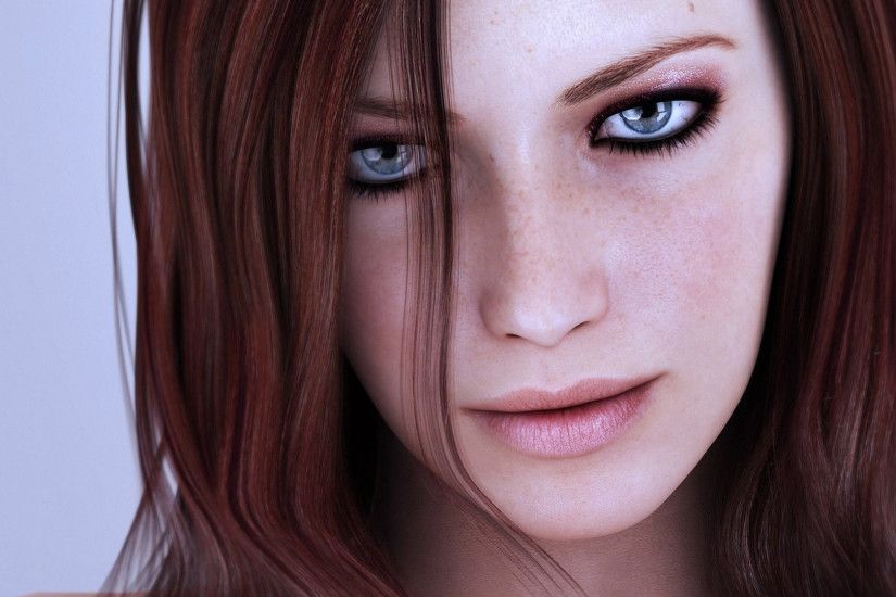Amazing redhead with freckles wallpaper