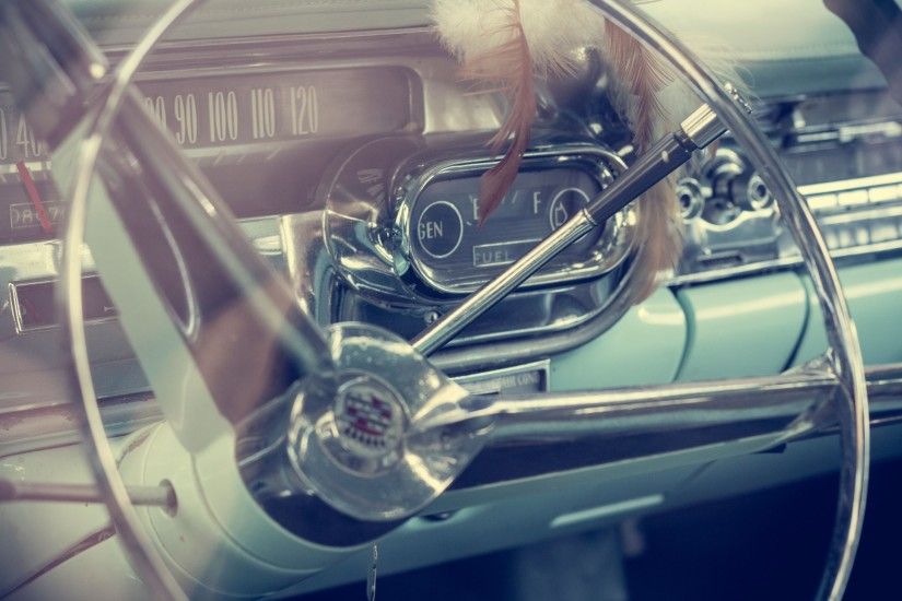 4K HD Wallpaper: Vintage Car Model. Inside Cadillac