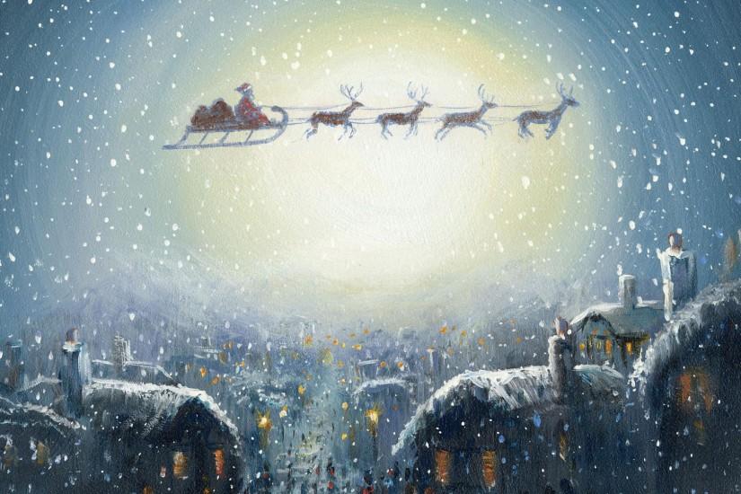 Cosy Santa Claus Christmas Art Desktop Wallpaper | WallpaperCow.com