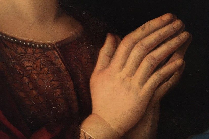 Giovanni Bellini, Madonna and Child with Saints Catherine and Magdalene  (detail), c